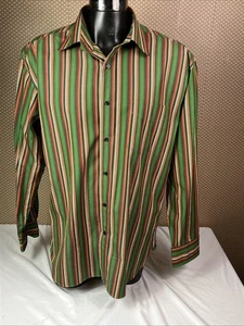 Camicia uomo Tommy Hilfiger multicolore a righe manica lunga con bottoni taglia large - Foto 1 di 13