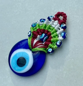 Handcrafted Macrame Evil Eye Wall Hanging, Your Good Luck Charm - Picture 1 of 10