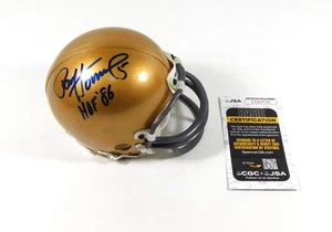Casco mini calcio firmato Paul Hornung con scritta HOF 86 Packers JSA Auto - Foto 1 di 6