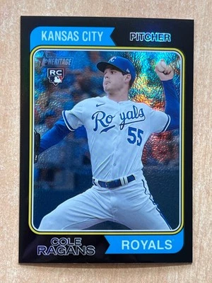 2023 Topps Heritage #652 Cole Ragans Chrome Black Refractor /74 Nr. Mt or Better - Image 1 of 4