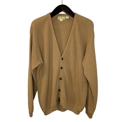 Cárdigan Suéter Vintage LL Bean Alpaca Cuello en V Botón Abuelo Hecho en Perú Tostado L Foto 1 de 4
