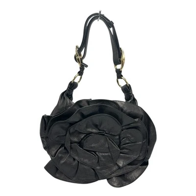 YVES SAINT LAURENT FW2003 Nadja Leather One Shoulder Bag Black Ruffle Design - Image 1 of 4
