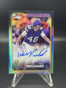 π₯2024 Topps Chrome Will Reichard Chrome Auto RC Variation RA-WRE Minnesota - Picture 1 of 2