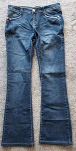 D-fuz Womens Size 7/8 Dark Wash Low Rise Embellished Bootcut Denim Jeans - Picture 1 of 23