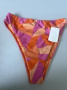 Parte inferior de bikini Vix by Paula Hermanny talla grande rosa naranja blanco geométrico - Imagen 1 de 4