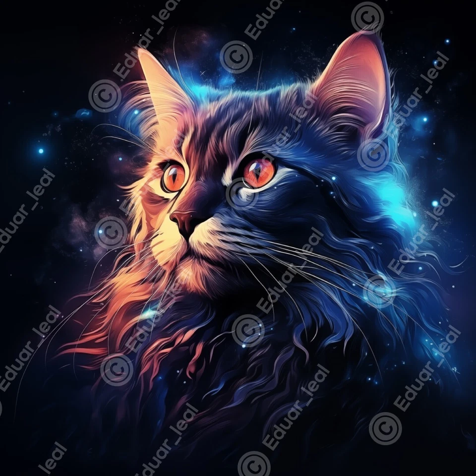 Hyperrealistic galactic cat wallpaper universe background full HD - image 1 of 1
