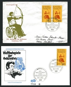 DEUTSCHLAND 1972, STOKE - MANDEVILLE HANDICAPPED GAMES, Scott 1092 auf F.D.C. x 2 - Bild 1 von 1