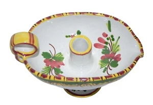 Vintage Italian Chamberstick Candle Holder Pitcher Style Ceramic Floral Footed - Picture 1 of 12