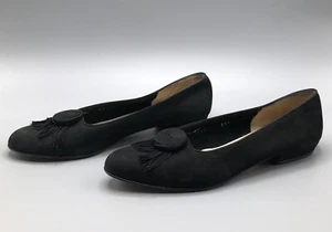 Salvatore Ferragamo Rounded Toe Ballet Flats Black Suede Women’s Size 7 A - Picture 1 of 12