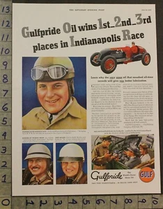 Coche 1938 Auto Drive Race Gulfpride Indianapolis Speedway anuncio petróleo 28556 - Imagen 1 de 1