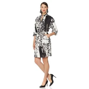 NATORI Size M Pnted Ponte Tunic Dress Ivory Black - Picture 1 of 1