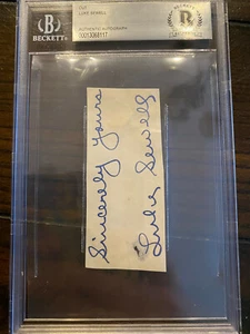 Luke Sewell Indians Cut Signature Signed BAS Beckett Slabbed - Picture 1 of 2