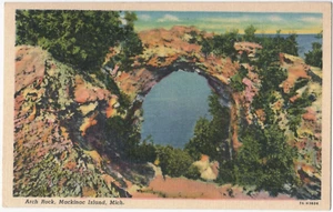 Postal vintage 1937 Arch Rock Mackinac Island Michigan Mi sin publicar - Imagen 1 de 2