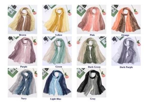 100% Linen Two Tone Large Oversize Spring Summer Scarf Shawl Wrap 10+ Colors - Picture 1 of 12