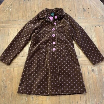 Mini Boden brown velvet polka dot trench coat - Image 1 of 4