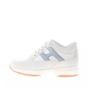 Hogan scarpe donna Sneaker Interactive pelle bianco camoscio ghiaccio e celeste - Foto 1 di 7