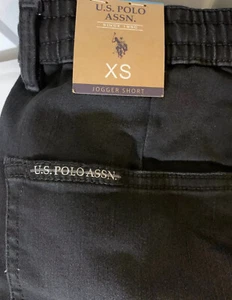 New US Polo Assn Men’s Sz XS Black Casual Stretch Jogger Shorts NWT - Picture 1 of 6