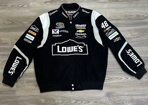 Nascar Jimmie Johnson Black Cotton Twill Jacket JH Design Men’s Size Large LOWES Cover