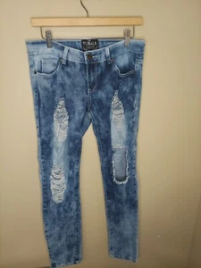 Thrill Always a Thrill Damenjeans Größe 9 Used-Look weiße Waschung jeansblau - Bild 1 von 6
