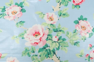 4 Drapes Nostalgic Woodland Rose Pink Boudoir English Rose on Sky Blue Custom - Picture 1 of 2