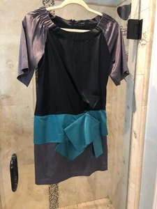 Marc Jacobs Womens Dress Size 2 Teal Black  Bow Detail Off Shoulder Avant-garde - Picture 1 of 12