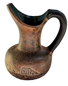 Vintage Redware Pottery Pitcher Jug Clay Mexico Red Glaze 7" Art Decor - Picture 1 of 12