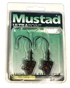 Mustad Ultra Point Shad Jig Head 3/4 Ounce 5/0 Hook Black Red Eye 2-Count Pack - Picture 1 of 20