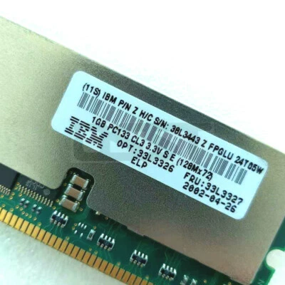 IBM 1GB PC133 133MHZ CL3 3.3V S E ECC REG DIMM 33L3327 33L3326 38L3443 24T05W - Image 1 of 3