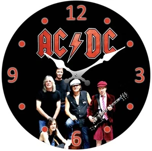 AC/DC Rock Band Glass Wall Clock 17cm Mancave Garage Bar Collectable - Foto 1 di 4