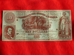 $10 Confederate Bank Note w Advertising of Francis Marion Hotel aka Swamp Fox  - Picture 1 of 6