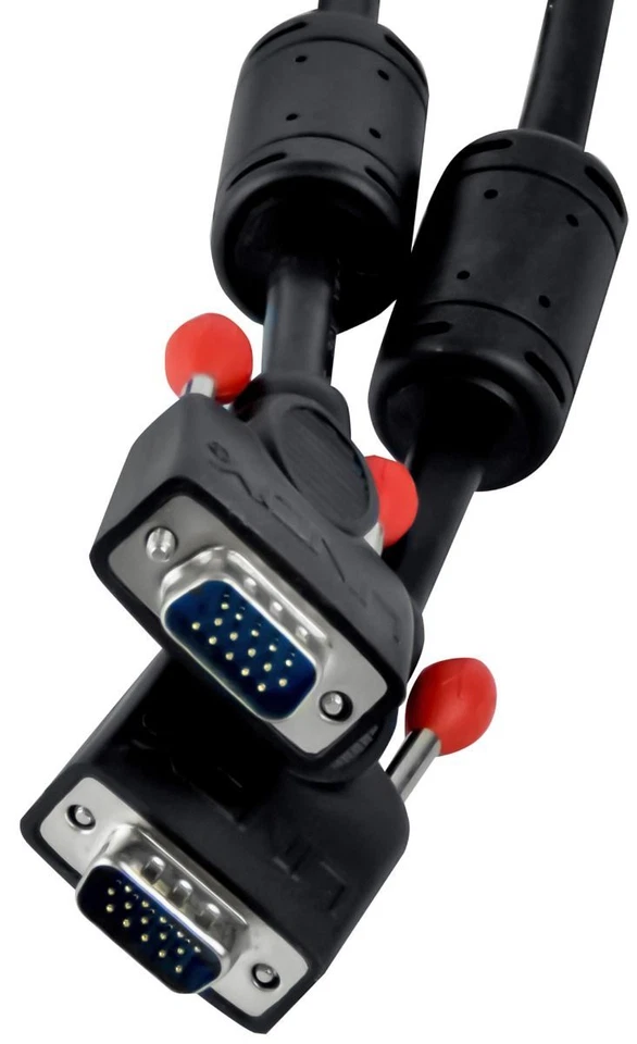 Originale Nero Nuovo Lindy HQ Svga VGA / D-Sub 5M Cavo 37375 15-PIN Maschio - Immagine 1 di 2