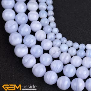 Natural Blue Chalcedony Gemstone Round Loose Spacer 6mm -12mm Beads Strand15" - Picture 1 of 44