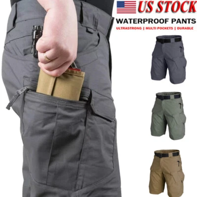 Pantalones Cortos Tácticos Para Hombres Pantalones Cortos de Carga Exterior Impermeables Senderismo Pesca Pista Pantalones Cortos Foto 1 de 4