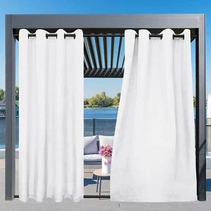 Outdoor Curtains Waterproof Windproof Weatherproof Curtain Panel 54x84 in White - Picture 1 of 8