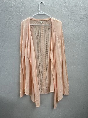 Cardigã feminino Sonoma tamanho grande manga longa aberto frontal malha aberta rosa - Imagem 1 de 4