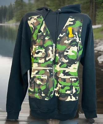 Hybrid Men's Size L/XL Sweatshirt Black Camo Hooded Pullover Outdoor Hunting New - Image 1 of 4