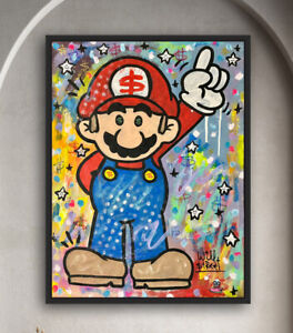 Will $treet original painting 18x24/ super mario bros art stik Nintendo banksy