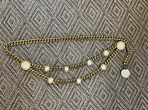 ST. JOHN GOLDFARBEN FINISH CREME EMAILLE KREIS MONOGRAMM KETTENGÜRTEL VERSTELLBAR - Bild 1 von 9