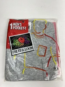 Vintage 1995 Fruit Of The Loom Mens Size Large Gray Pocket T Shirt (NEW) - Picture 1 of 4
