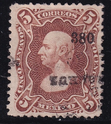 ucz63 Mexico 1874 Veracruz 3-80 Sc#106 Mc#96ly Cover