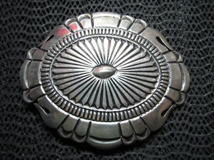 NAVAJO STERLING SILVER CONCHO DESIGN BELT BUCKLE! VINTAGE! LEONARD MALONEY! 51g! - Picture 1 of 10