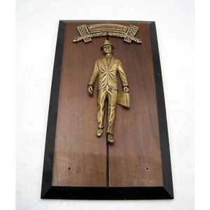 VINTAGE Brass Award Plaque Salesman of the Year Wall Hanging - Picture 1 of 4