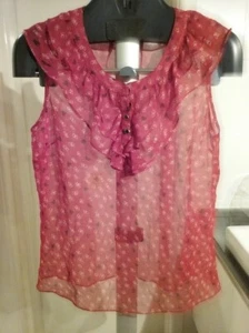 HI There KAREN WALKER red chiffon butterfly print blouse, immac - Picture 1 of 6