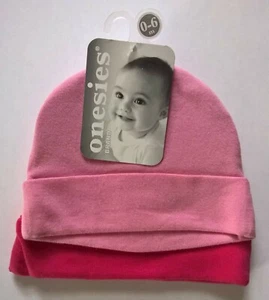 Onesies/Gerber Säugling Baby Mädchen 0-6 Monate rosa Set (2) Mützen Neu mit Etikett - Bild 1 von 1