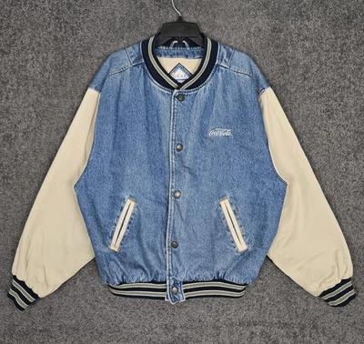 Vintage Coca Cola Bomber Jacket Men's Medium Varsity Button Snap 1990s Beverage - Image 1 of 4
