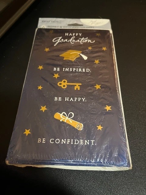 Paquete de 6 tarjeteros de regalo/dinero de graduación American Greetings 4,5X7,5 oro azul Foto 1 de 4