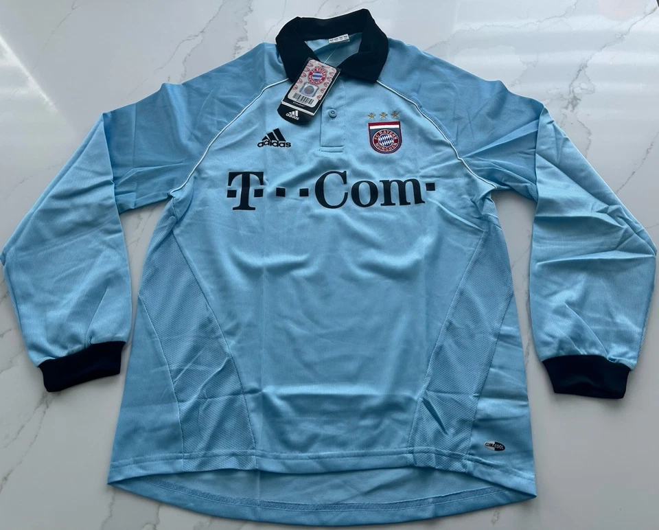 adidas Vintage Trikot FC Bayern München Torwart 2005/2006 hellblau langarm T-Com - Bild 1 von 4