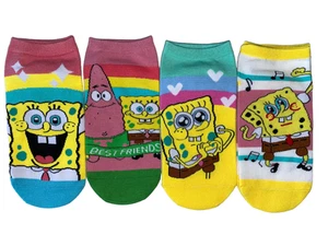 new ladies 4prs Spongebob character themed trainer socks.UK 4-7 - Picture 1 of 2