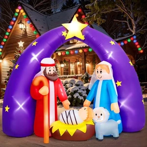 8FT 2025 Nativity Scene Christmas Inflatable with LED Lights for Outdoor Yard... - Picture 1 of 7