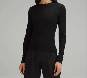 Maglione Lululemon manica lunga lana merino seta misto cashmere taglia M elasticizzato - Foto 1 di 6